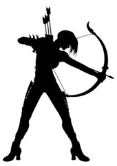 Woman Archer Silhouette or a horoscope symbol Sagittarius.
