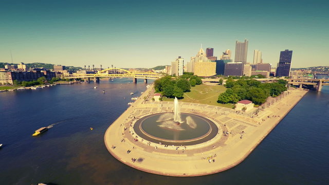 Pittsburgh downtown aerial view 