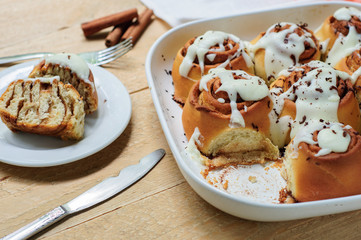 Homemade pastry with cinnamon for breakfast