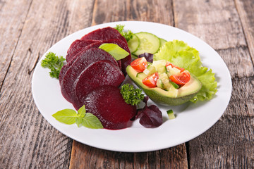 vegetable salad with beet and avocado