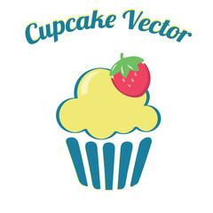 Cupcake yummy turquoise yellow retro bakery 