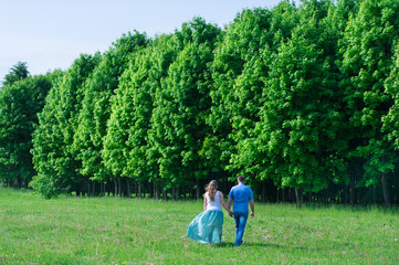 couple of lovers in the wood