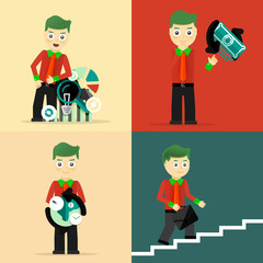 Set of businessman pose character concepts