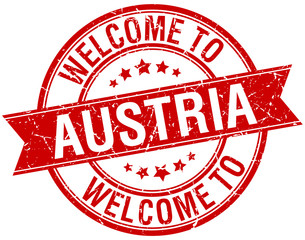 welcome to Austria red round ribbon stamp