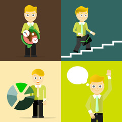 Set of businessman pose character concepts