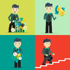 Set of businessman pose character concepts