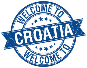 welcome to Croatia blue round ribbon stamp