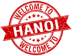 welcome to Hanoi red round ribbon stamp
