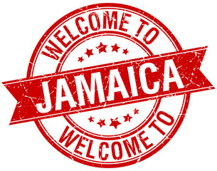 welcome to Jamaica red round ribbon stamp