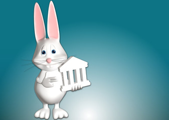 Hase Gericht Recht 3D weiß zeigen Comic