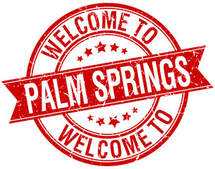 welcome to Palm Springs red round ribbon stamp