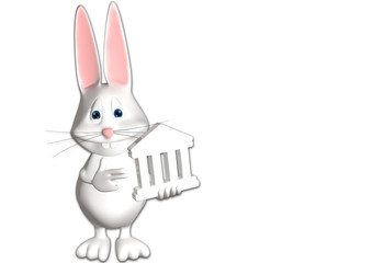Hase Gericht Recht 3D weiß zeigen Comic