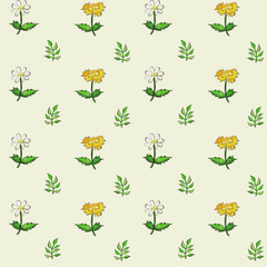 Seamless pattern with watercolor flowers
