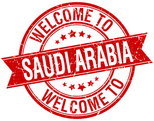 welcome to Saudi Arabia red round ribbon stamp