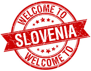 welcome to Slovenia red round ribbon stamp