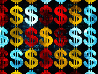 Currency concept: Dollar icons on Digital background