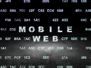 Web design concept: Mobile Web in grunge dark room