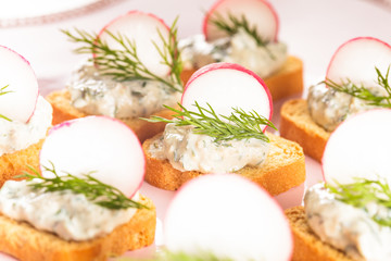 canapes  with radish