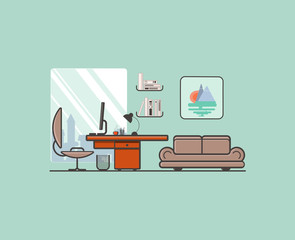 Flat minimalistic style. Creative office
