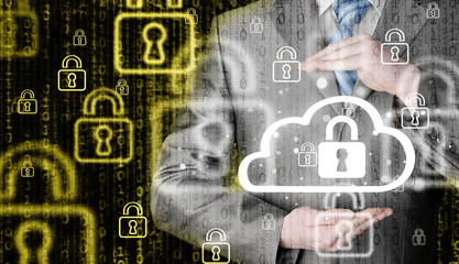 Protect cloud information data concept. Security and safety of