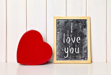 blackboard with red heart - greeting card background