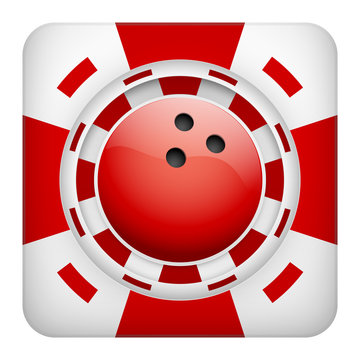 Square red casino chips of bowling sports betting
