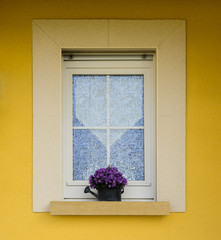 Modernes PVC Fenster mit Fensterkreuz und Dekoration