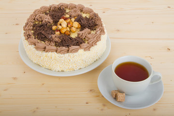Cake with chocolate and nuts