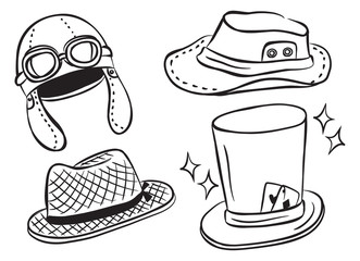set of hat doodle