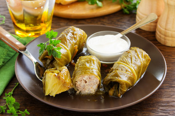 Stuffed cabbage with meat and rice.