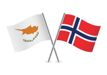 Norwegian and Cyprus flags. Vector illustration.