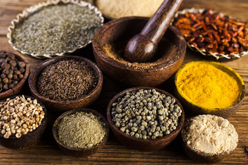 Seamless texture with spices and herbs