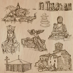 Religion around the World - freehand vectors, pack