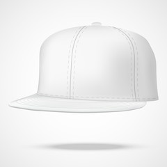 Layout of Male white rap cap. Vector illustration