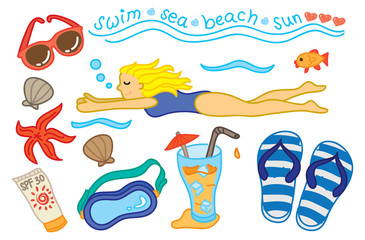 swimming icon doodle