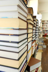 Book stack in library