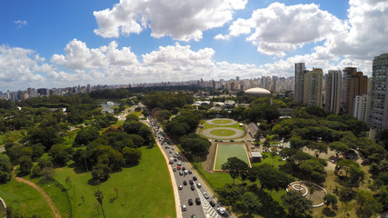 Aerial View of Obelisk and Ibirapuera Park of Sao Paulo