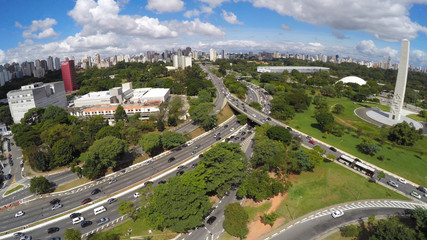 Aerial View of Obelisk and Ibirapuera Park of Sao Paulo