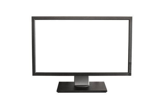 computer display with white blank screen - isolated on white background