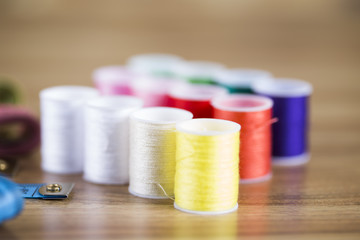 Sewing accessories. Needles, pins, centimeter