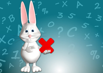 Hase Kreuz Rot Abbruch 3D weiß zeigen Comic