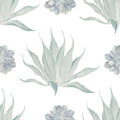  Watercolor cactus print. Seamless pattern