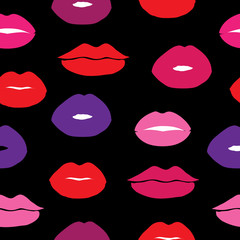 Fototapeta na wymiar Seamless vector background with female lips.