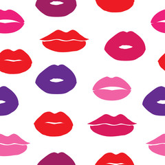 Seamless vector background with female lips.