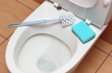 Accessories for cleaning on toilet bowl