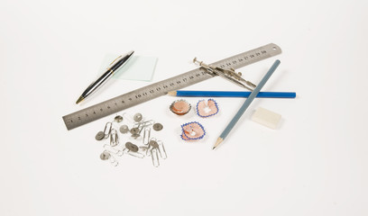 stationery products on white background