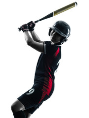 woman playing softball players silhouette isolated