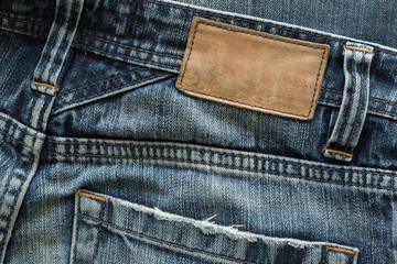 jeans pants with back pocket and brown leather tag