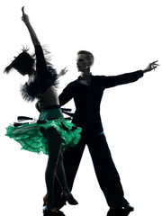 elegant couple dancers dancing silhouette