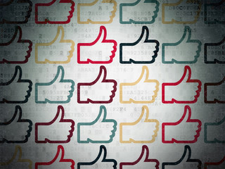 Social network concept: Thumb Up icons on Digital Paper